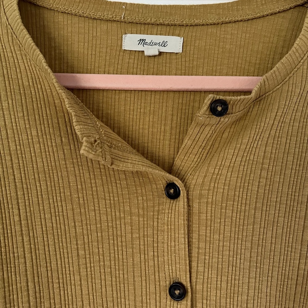 Madewell Mustard Button-Down Shirt - Picture 3 of 9
